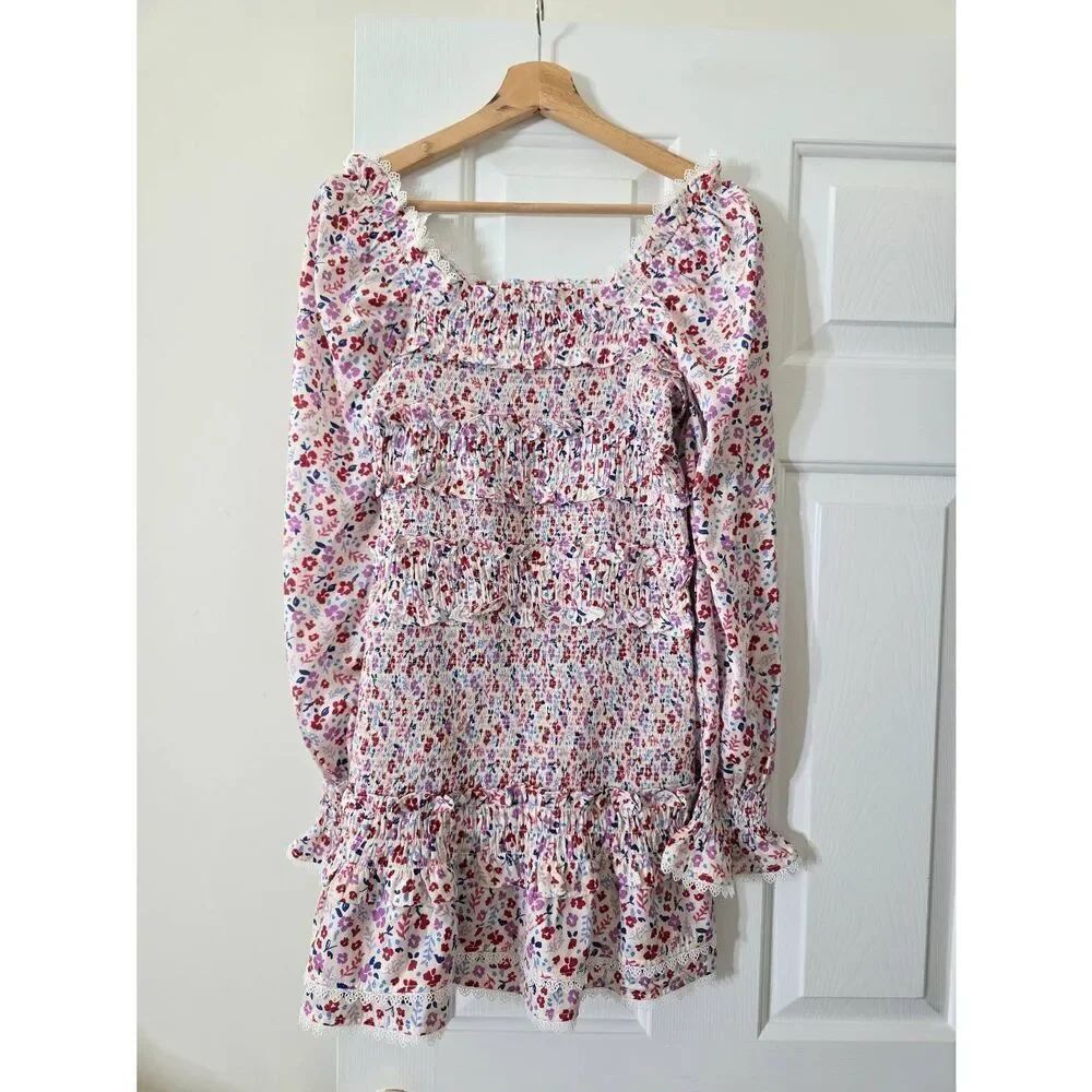 Cake for dinner Floral Mini Smocked Dress L
